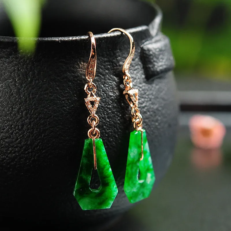 Natural Jade Earrings Jadeite Gold Earrings EG11