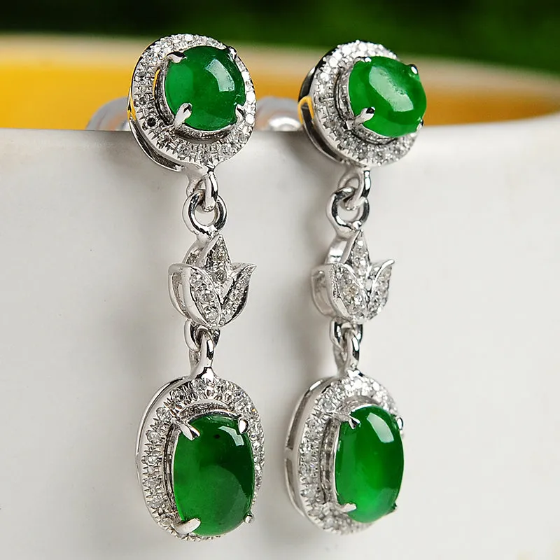 Natural Jade Earrings Jadeite Gold Earrings EG1