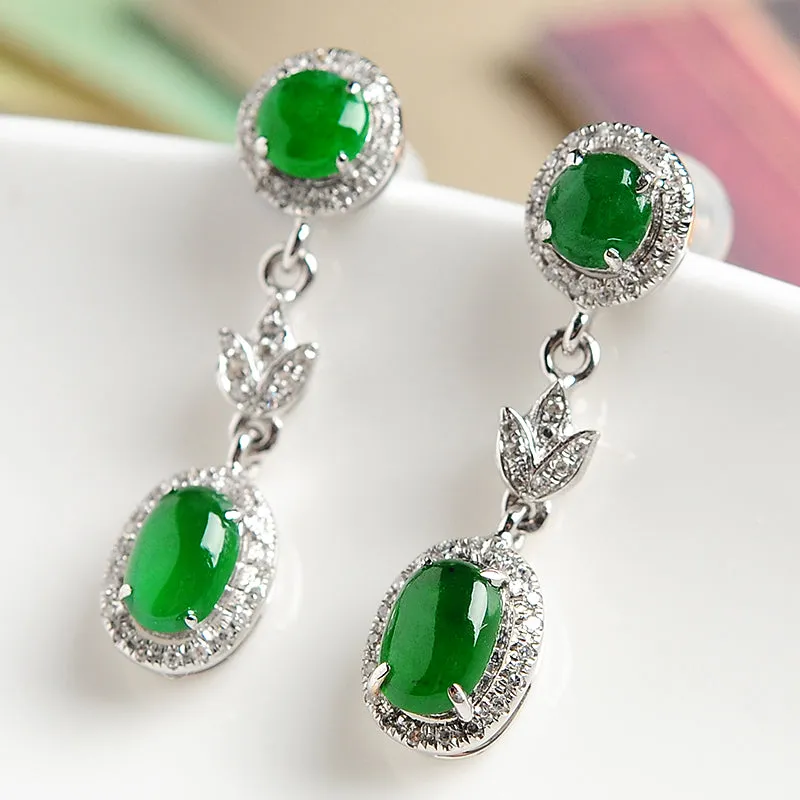 Natural Jade Earrings Jadeite Gold Earrings EG1