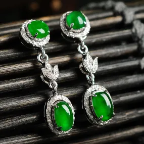 Natural Jade Earrings Jadeite Gold Earrings EG1