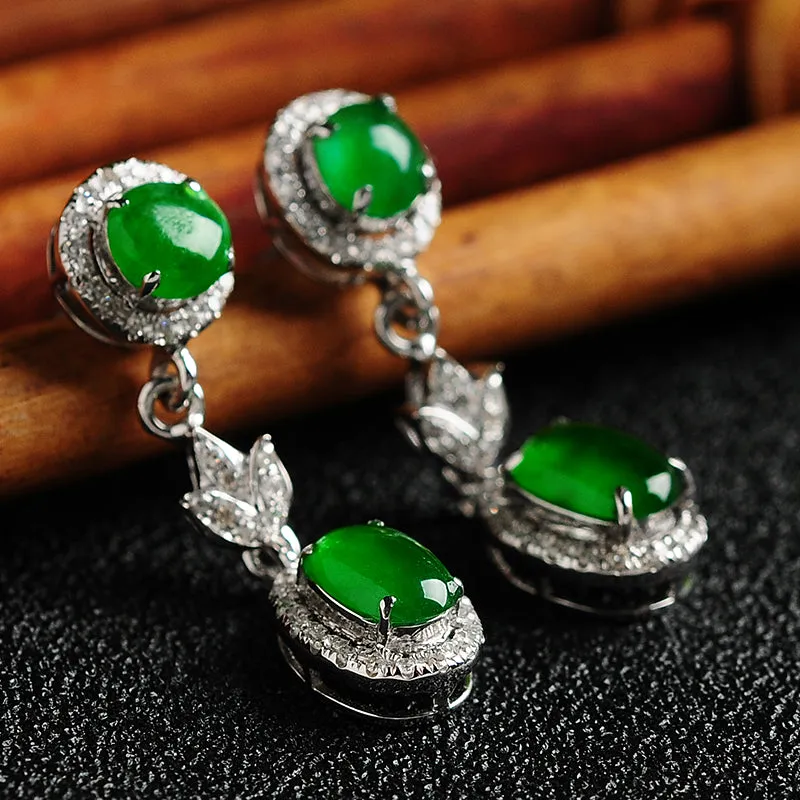 Natural Jade Earrings Jadeite Gold Earrings EG1
