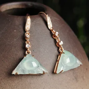 Natural Jade Earrings Jadeite Gold Earrings EG42