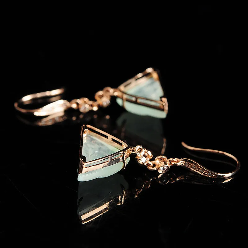 Natural Jade Earrings Jadeite Gold Earrings EG42
