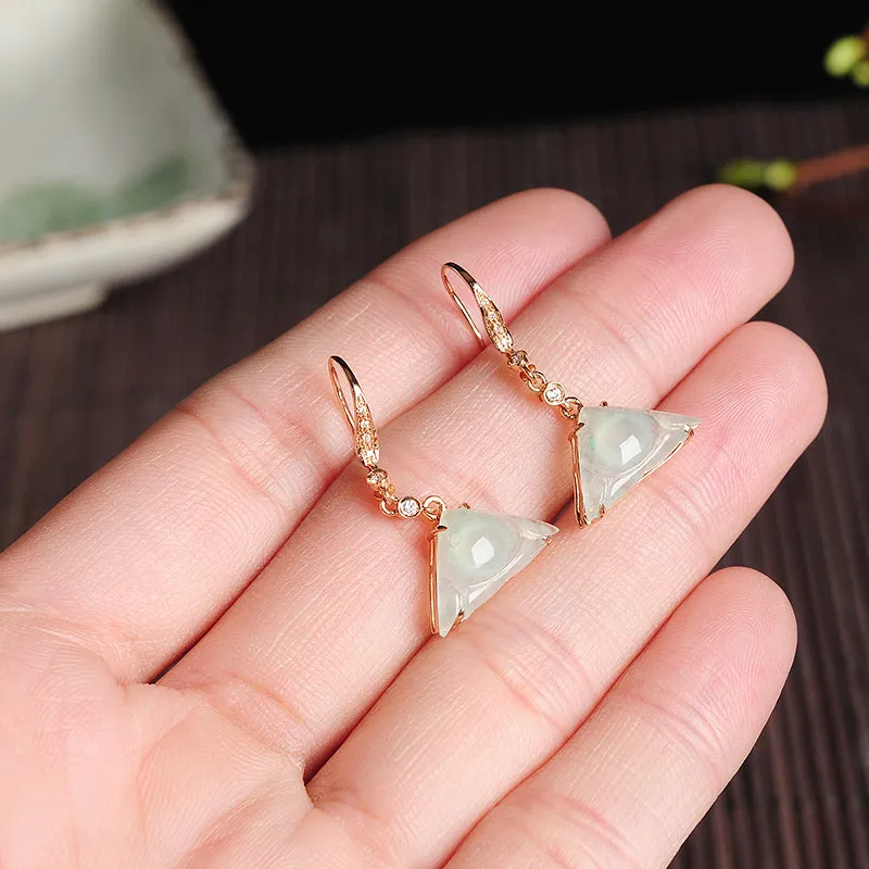 Natural Jade Earrings Jadeite Gold Earrings EG42