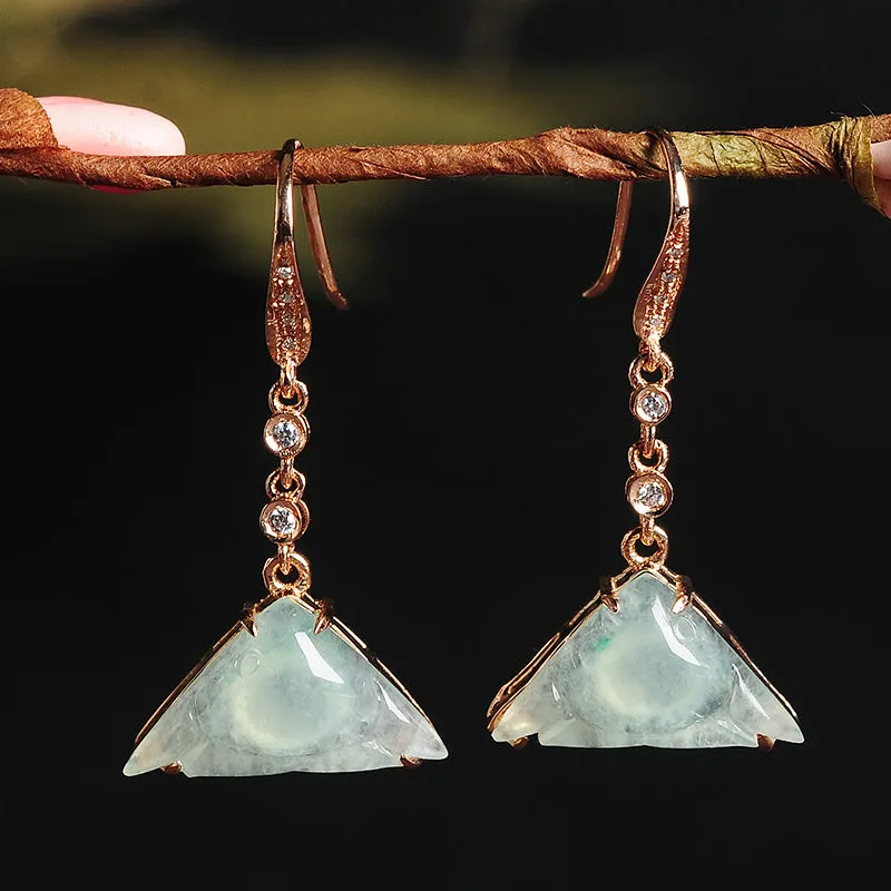 Natural Jade Earrings Jadeite Gold Earrings EG42