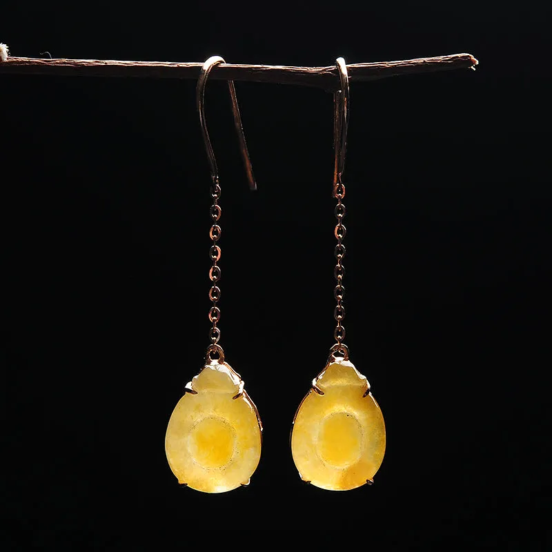 Natural Jade Earrings Jadeite Gold Earrings EG50