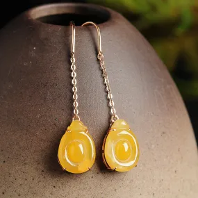 Natural Jade Earrings Jadeite Gold Earrings EG50
