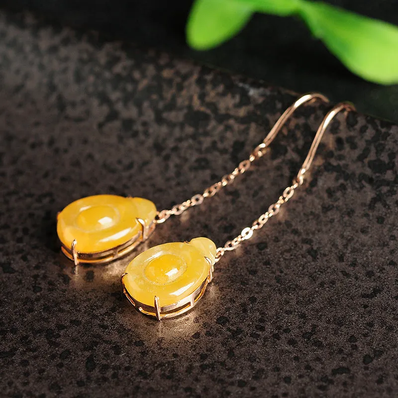 Natural Jade Earrings Jadeite Gold Earrings EG50