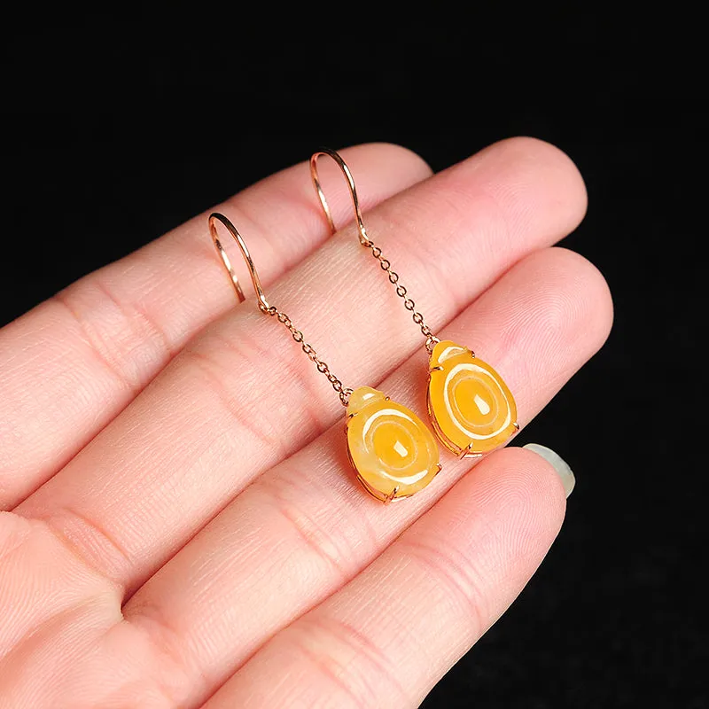 Natural Jade Earrings Jadeite Gold Earrings EG50