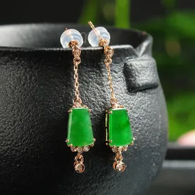Natural Jade Earrings Jadeite Gold Earrings EG5