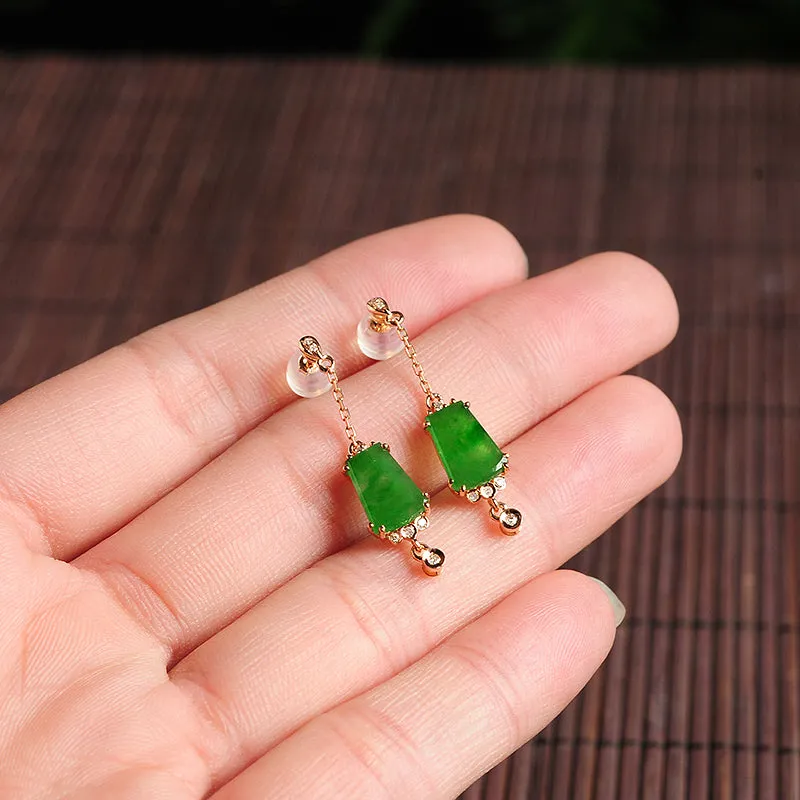 Natural Jade Earrings Jadeite Gold Earrings EG5