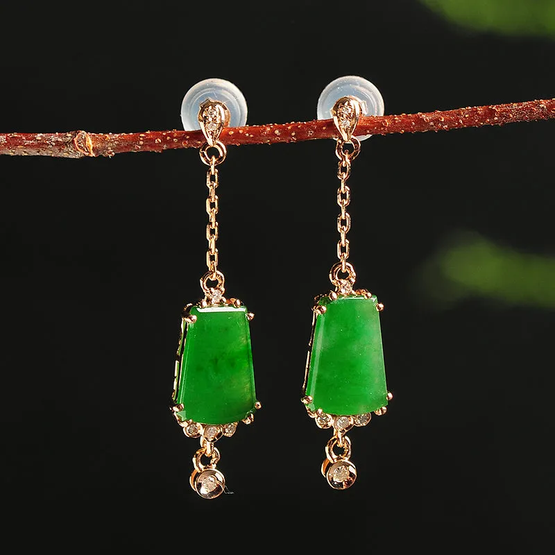 Natural Jade Earrings Jadeite Gold Earrings EG5