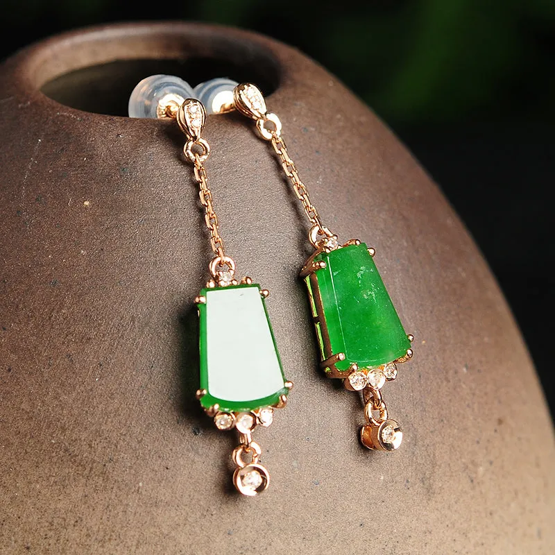 Natural Jade Earrings Jadeite Gold Earrings EG5