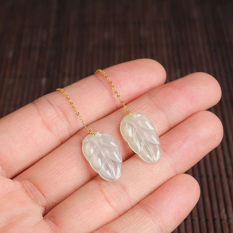 Natural Jade Earrings Jadeite Gold Earrings EG65