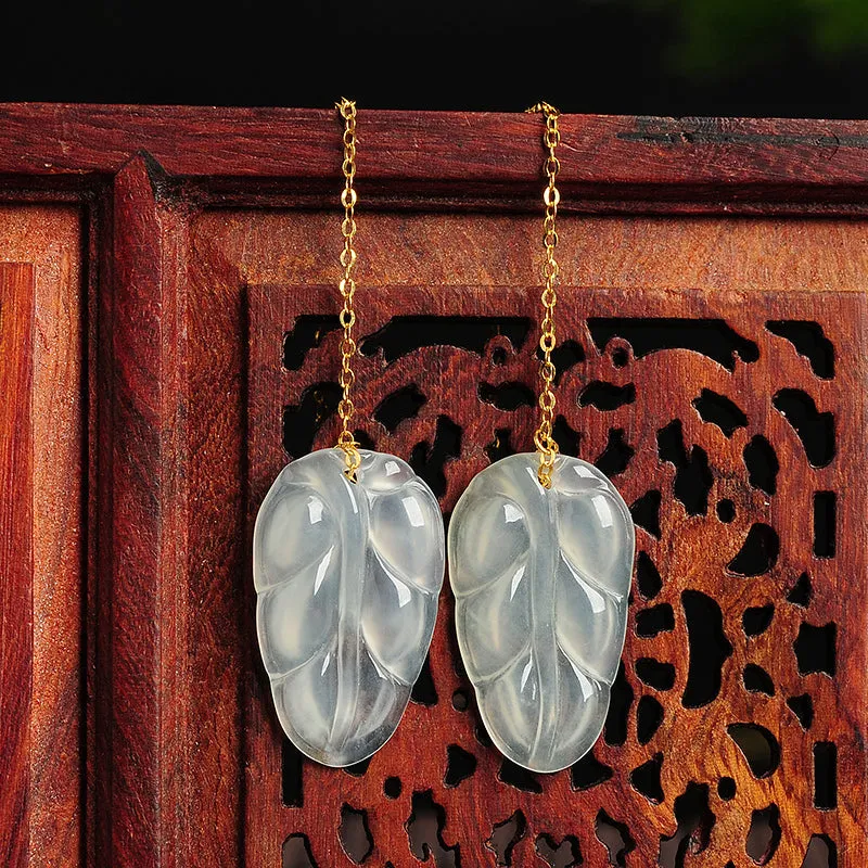 Natural Jade Earrings Jadeite Gold Earrings EG65