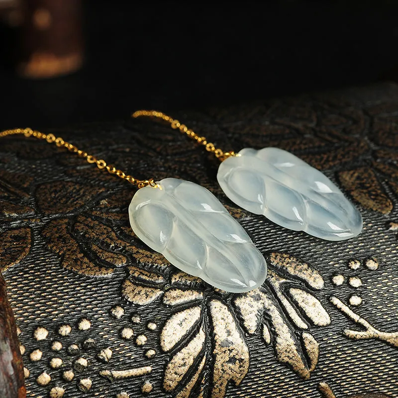 Natural Jade Earrings Jadeite Gold Earrings EG65