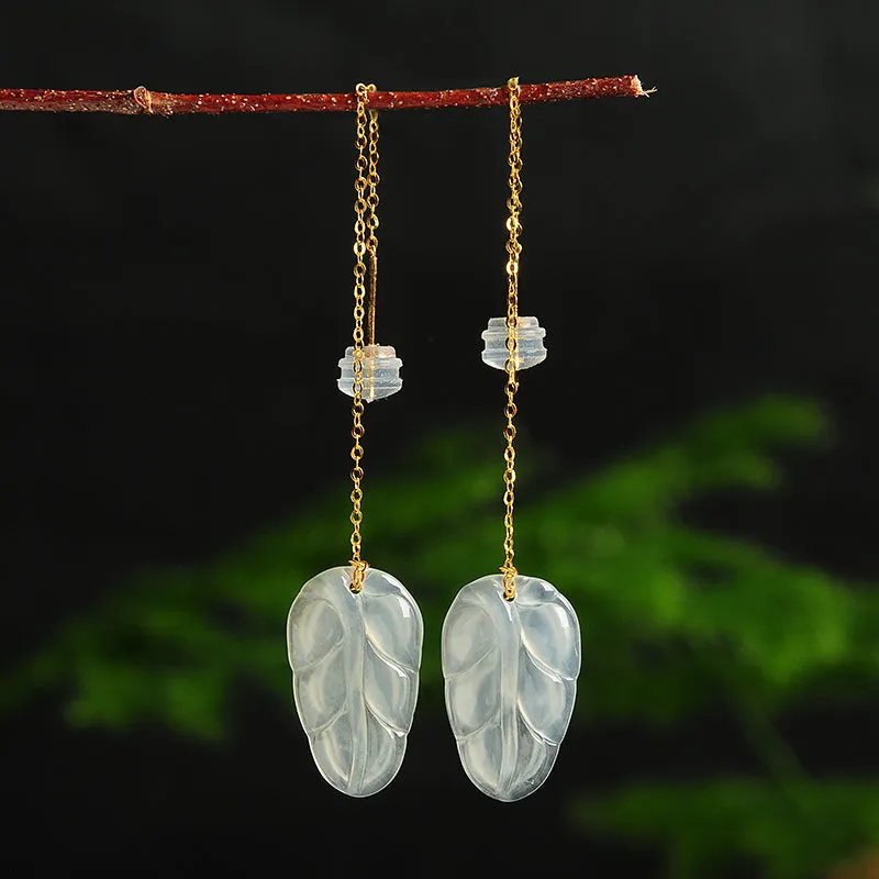 Natural Jade Earrings Jadeite Gold Earrings EG65