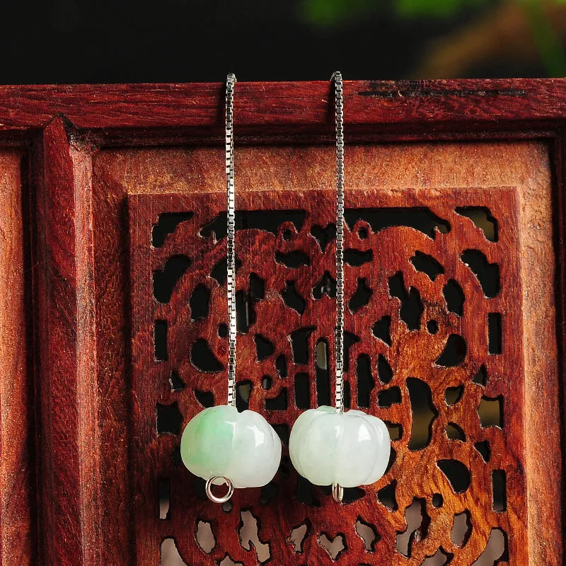 Natural Jade Earrings Jadeite Silver Earrings EG69