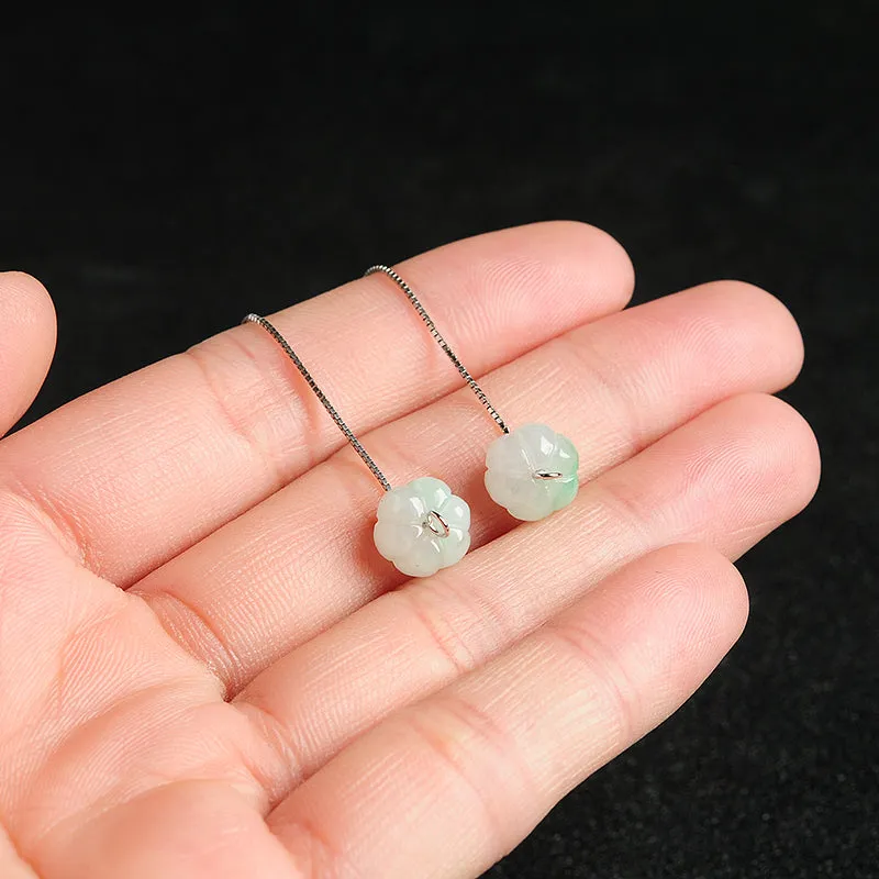 Natural Jade Earrings Jadeite Silver Earrings EG69