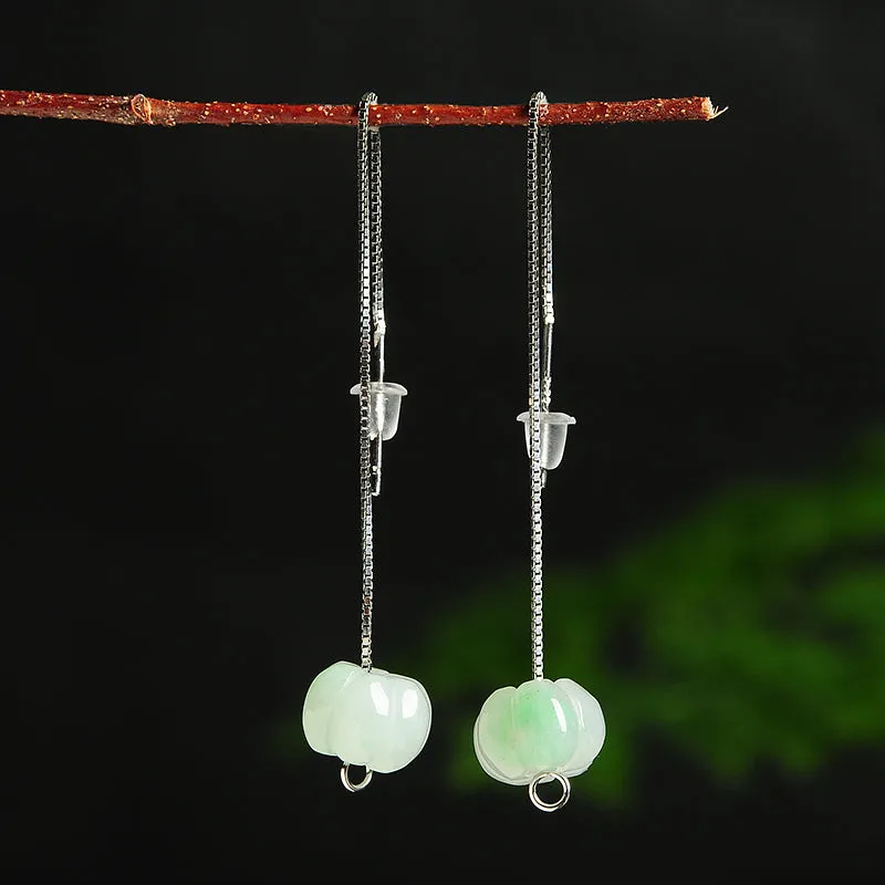 Natural Jade Earrings Jadeite Silver Earrings EG69