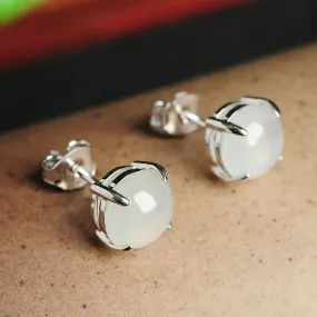 Natural Jade Earrings Jadeite Silver Earrings WE21