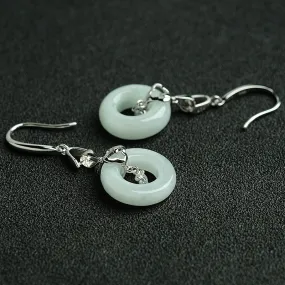 Natural Jade Earrings Jadeite Silver Earrings WE32
