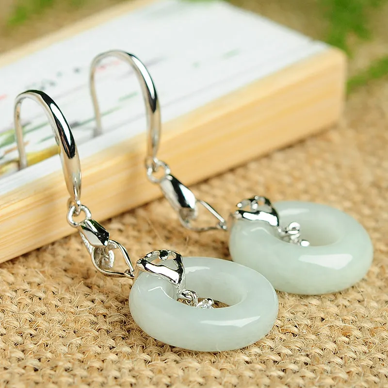 Natural Jade Earrings Jadeite Silver Earrings WE32