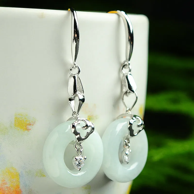 Natural Jade Earrings Jadeite Silver Earrings WE32