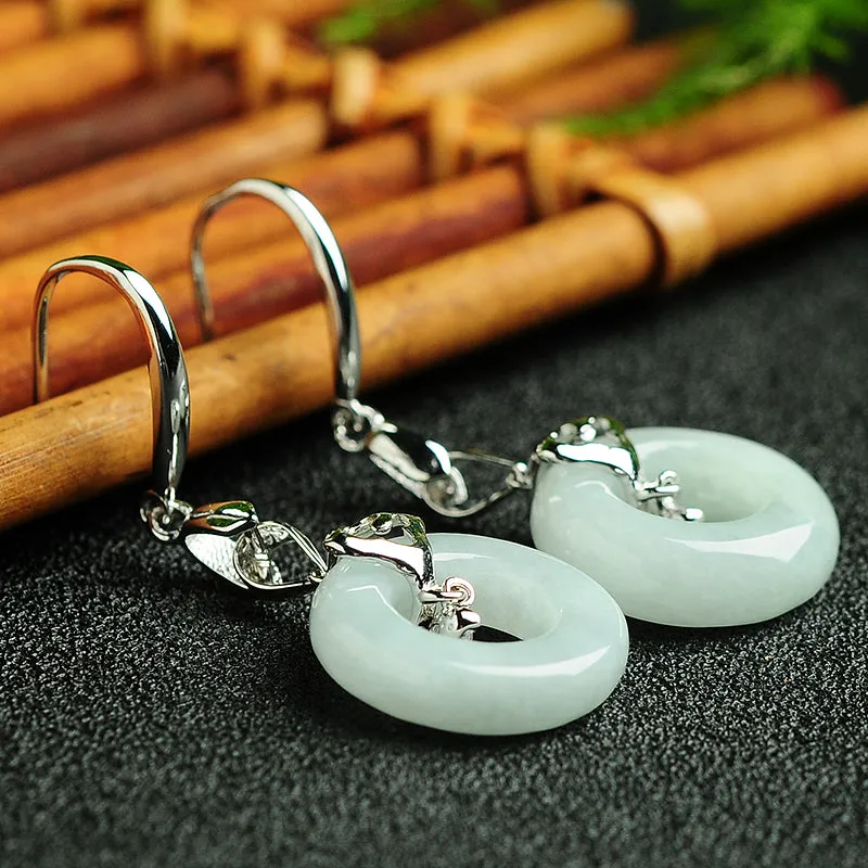 Natural Jade Earrings Jadeite Silver Earrings WE32