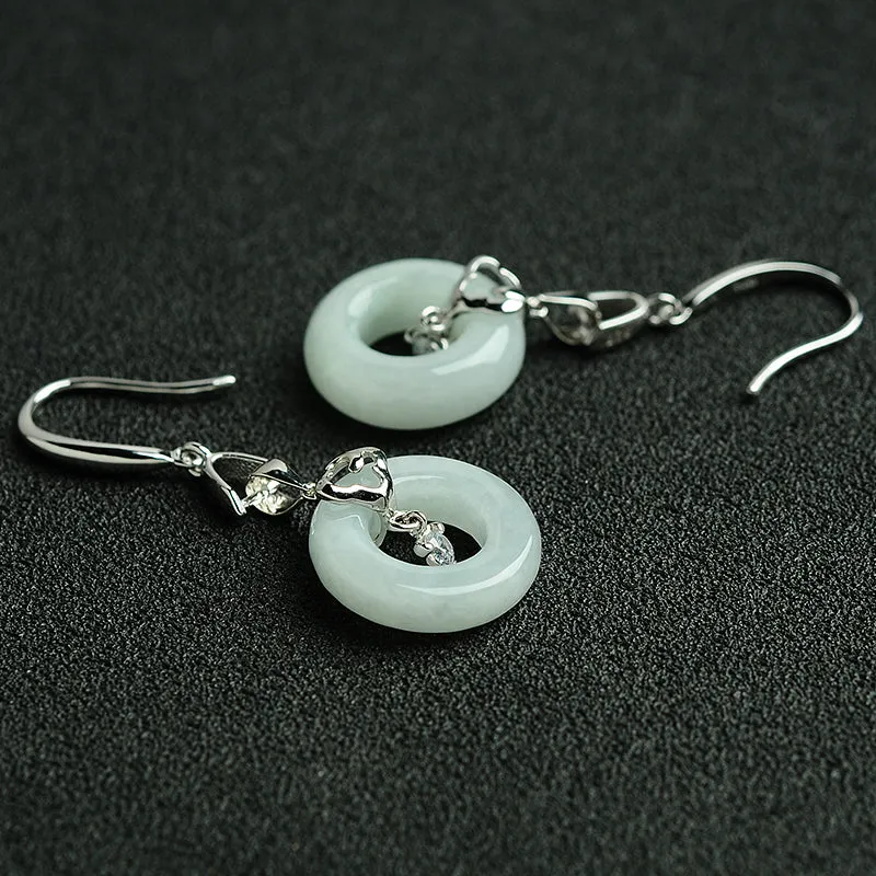 Natural Jade Earrings Jadeite Silver Earrings WE32