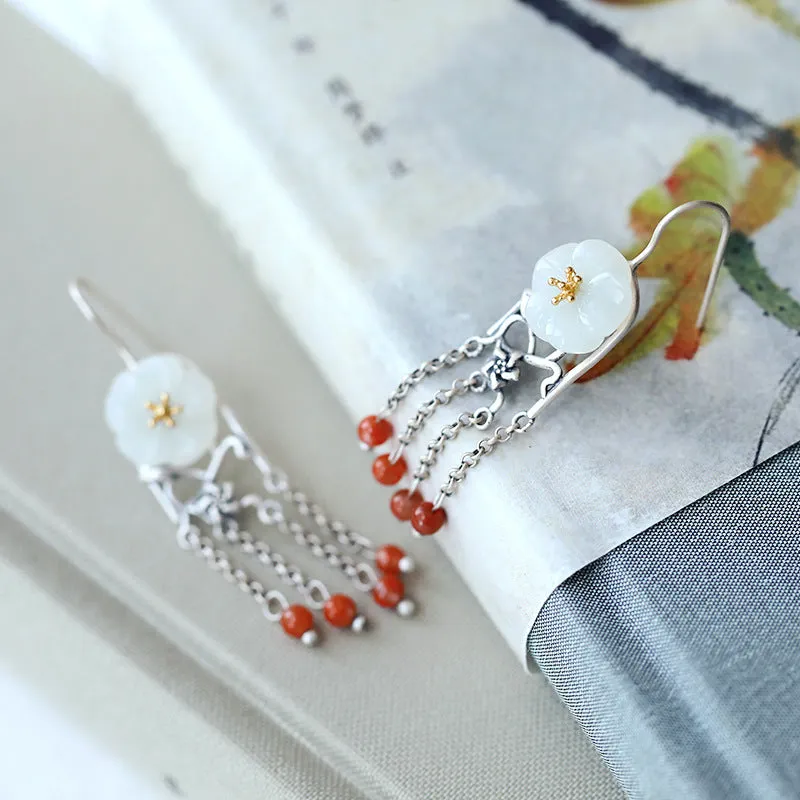 Natural Jade Earrings Nephrite Agate Silver Earrings ZNE273