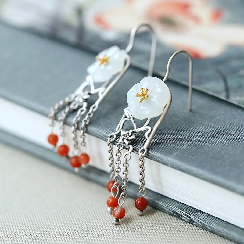 Natural Jade Earrings Nephrite Agate Silver Earrings ZNE273