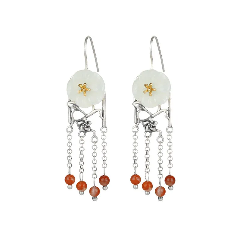Natural Jade Earrings Nephrite Agate Silver Earrings ZNE273