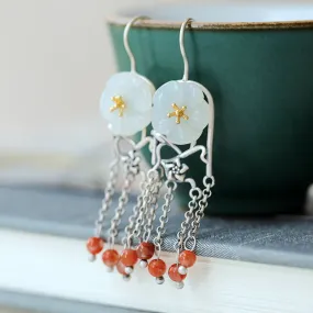 Natural Jade Earrings Nephrite Agate Silver Earrings ZNE273