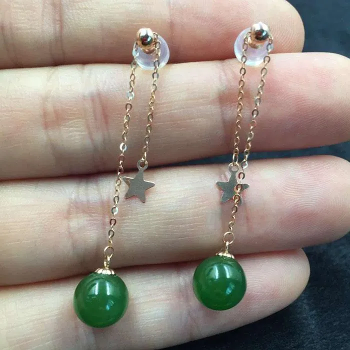 Natural Jade Earrings Nephrite Earrings NEG102