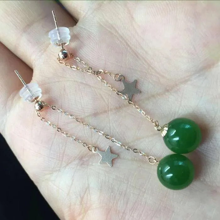 Natural Jade Earrings Nephrite Earrings NEG102