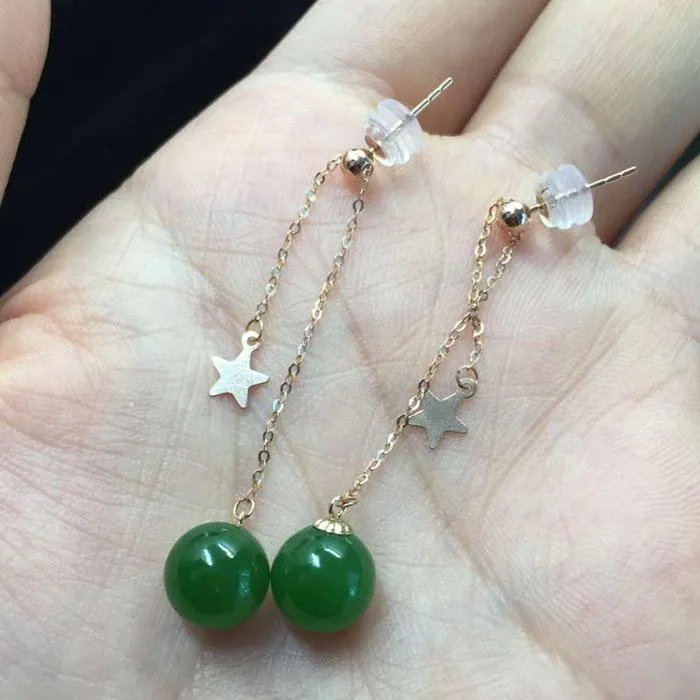 Natural Jade Earrings Nephrite Earrings NEG102