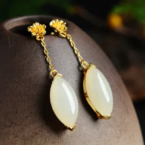 Natural Jade Earrings Nephrite Silver Earrings EG111