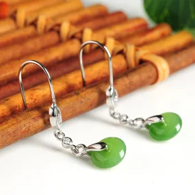 Natural Jade Earrings Nephrite Silver Earrings EG94