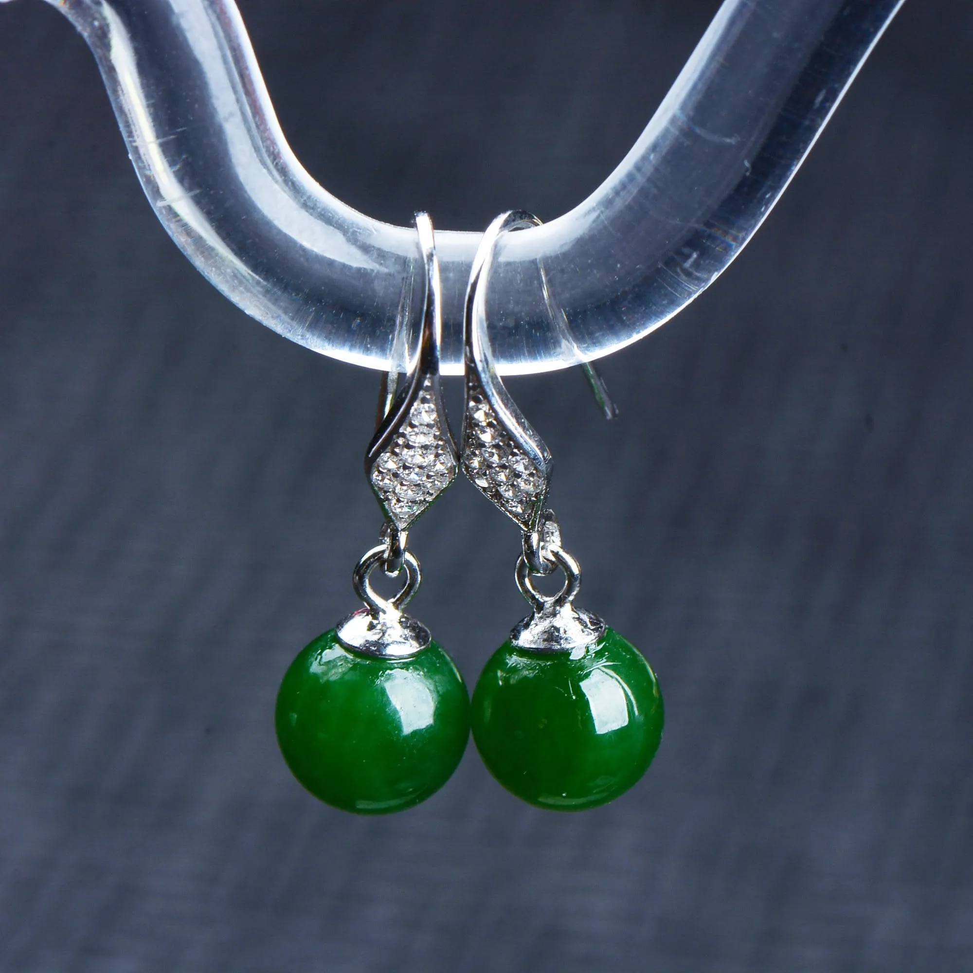 Natural Jade Earrings Nephrite Silver Earrings NE139