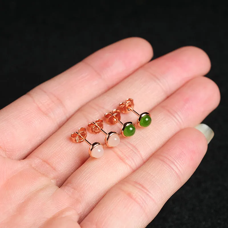 Natural Jade Earrings Nephrite Silver Earrings WE1