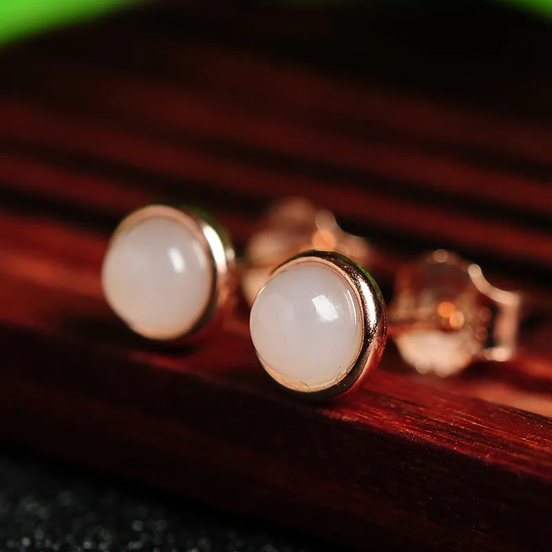 Natural Jade Earrings Nephrite Silver Earrings WE1