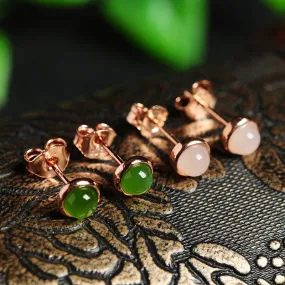 Natural Jade Earrings Nephrite Silver Earrings WE1