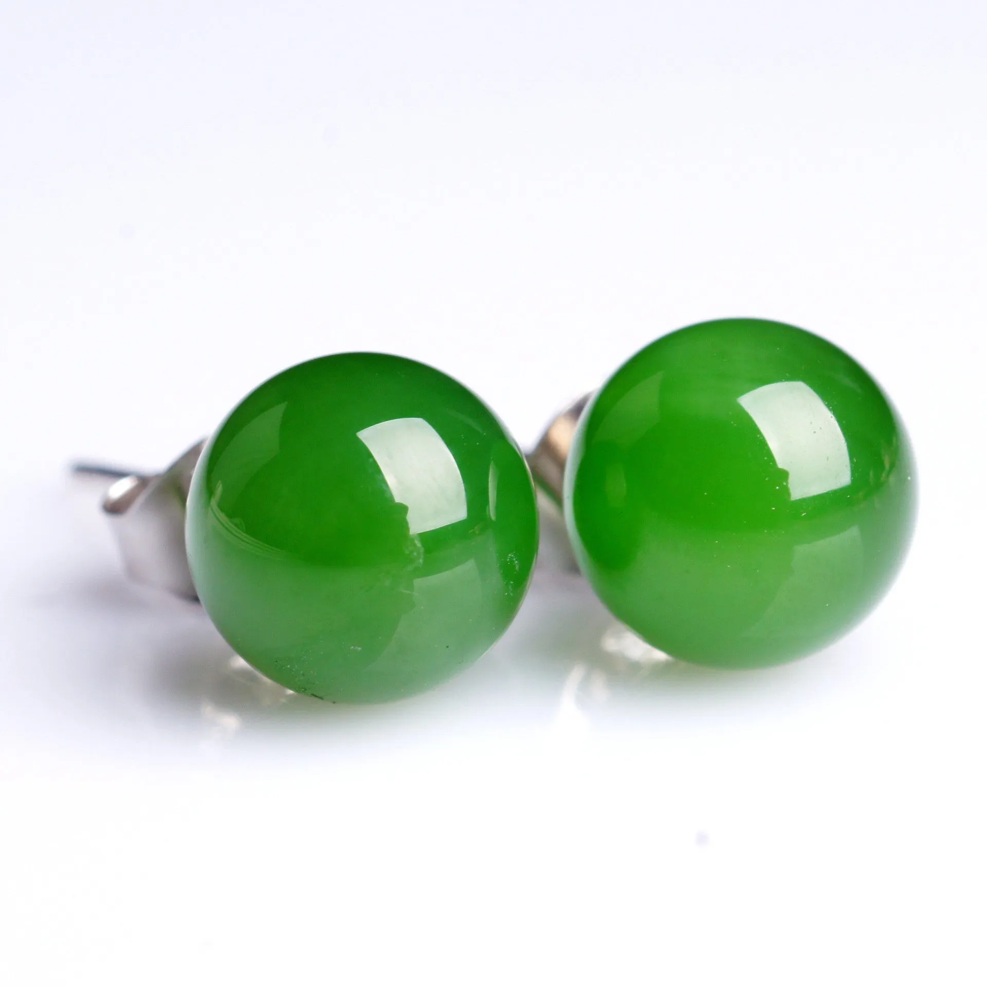 Natural Jade Earrings Nephrite Silver Earrings ZEG532