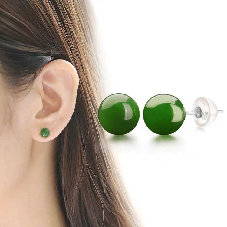 Natural Jade Earrings Nephrite Silver Earrings ZEG532