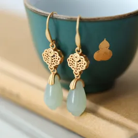Natural Jade Earrings Nephrite Silver Earrings ZNE117