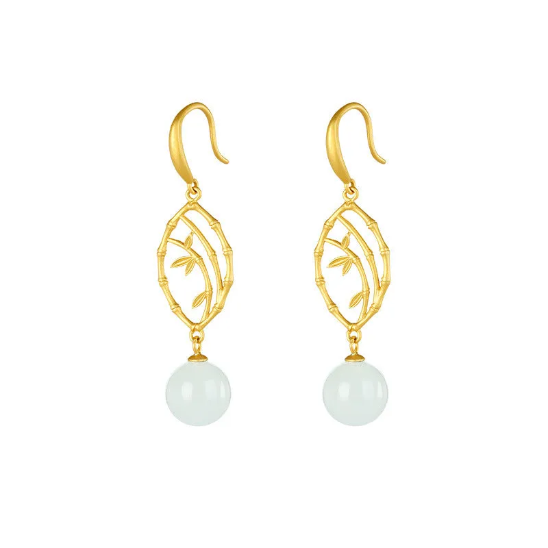 Natural Jade Earrings Nephrite Silver Earrings ZNE122