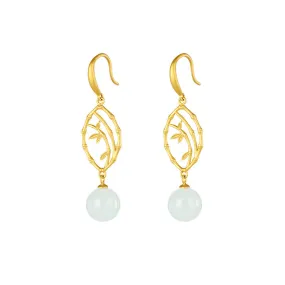 Natural Jade Earrings Nephrite Silver Earrings ZNE122