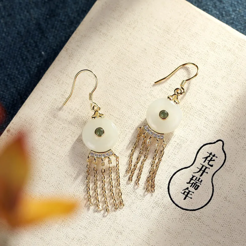 Natural Jade Earrings Nephrite Silver Earrings ZNE135