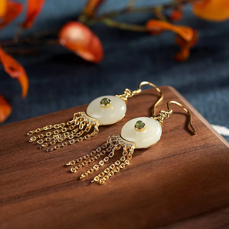 Natural Jade Earrings Nephrite Silver Earrings ZNE135